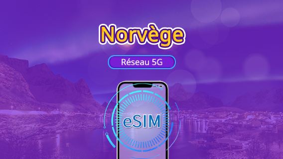 Norvège | eSIM 5G/4G | Compatible Tiktok & ChatGPT | Forfait journalier /Forfait data | Facturation par jour civil | 1-30 jours | Code QR