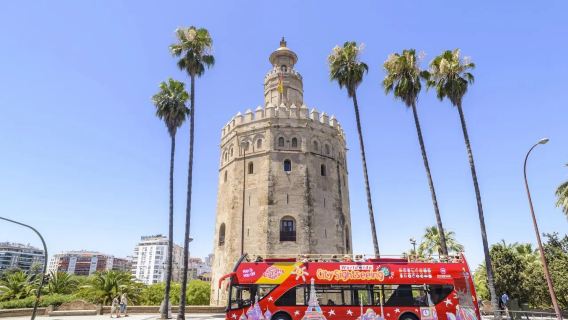 Ônibus turístico CitySightseeing em Sevilha (passeio por ruas e praças + serviço hop-on hop-off + terra do flamenco)