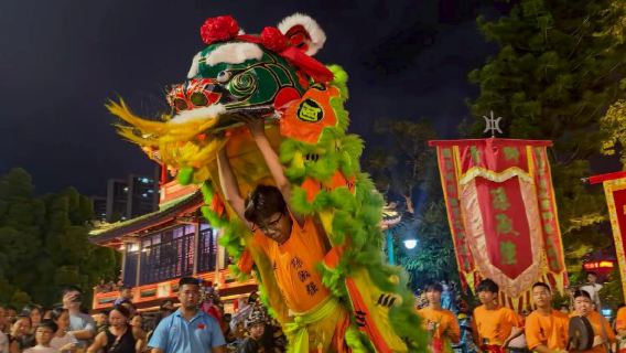 Shantou Ancient City·Pentas Singa Hijau, persembahan tarian Singa Hijau dan lagu heroic + rasai warisan budaya rakyat Teochew