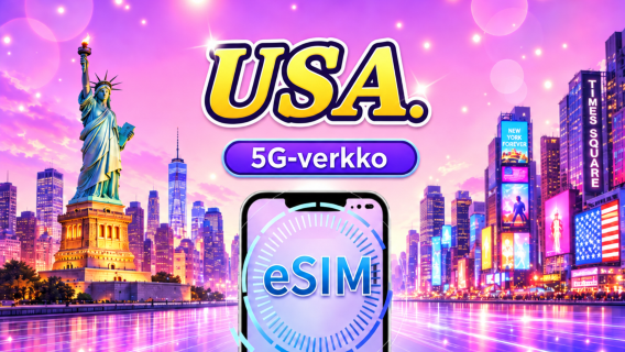 USA 5G eSIM | Tukee suosittuja sovelluksia kuten Tiktok & Google Maps | Päiväpaketti/Datapaketti | 1–30 päivää | Laskutus 24 tunnin jaksoissa | QR-koodi
