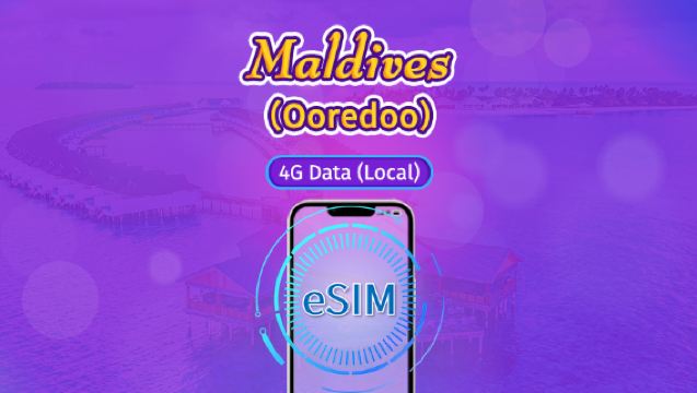 Maladewa | Ooredoo 4G eSIM | Paket Total | Pembayaran berdasarkan hari kalender | 10 hari | Kode QR