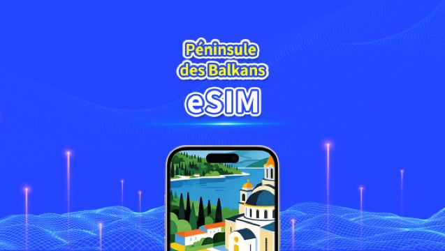 eSIM Péninsule des Balkans Europe | Inclut Albanie / Bosnie-Herzégovine / Monténégro / Serbie / Grèce / Macédoine du Nord, etc. | 1–30 jours | Facturation 24 h | QR Code