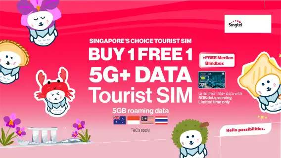 [Singapura]Singtel hai!| Kartu SIM 4G/5G| Transportasi EZlink opsional + kartu telepon 2-in-1| Penjemputan mandiri di Bandara Changi 24 jam/kota