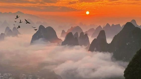 Lawatan sehari Guilin + Yangshuo + Sungai Li + Gunung Xianggong dengan kereta perniagaan + pilihan pemandu pelancong berbahasa Inggeris/Perancis