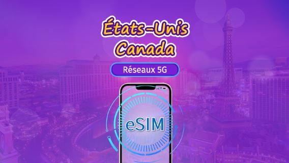 Canada et États-Unis | eSIM 5G/4G | Forfait journalier/forfait total | Facturation par jours naturels | 1 à 90 jours | Code QR