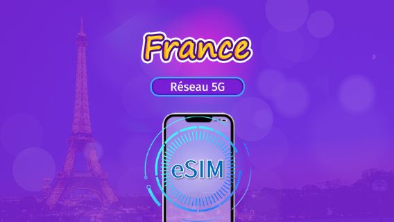 France | eSIM 5G/4G | Forfait total | Facturation 24h | 7–30 jours | Code QR