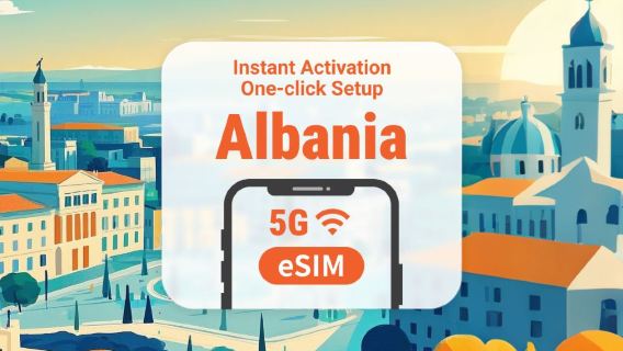 Albania 5G eSIM | 2 redes | Acesso completo a AI e TikTok | 1–30 dias | QR code