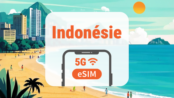 Indonésie 5G eSIM | Couverture sur les 4 Réseaux • IA & TikTok | 1–30 Jours | Code QR