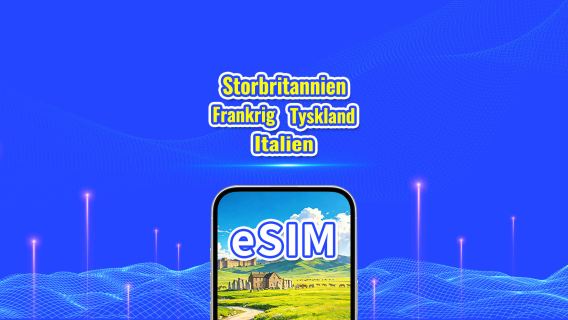 Storbritannien/Frankrig/Tyskland/Italien eSIM | 5G/4G | Daglig pakke/data pakke | 24-timers fakturering | 1-30 dage | QR-kode