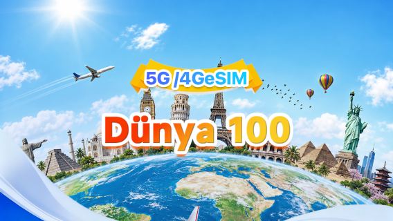 Küresel Kullanım (100 Ülke) 5G/4G eSIM | Tüm AI&TikTok Desteği | Günlük 500MB-Toplam 50GB | 1-90 Gün | 24 Saatlik Ücretlendirme | QR Kodu