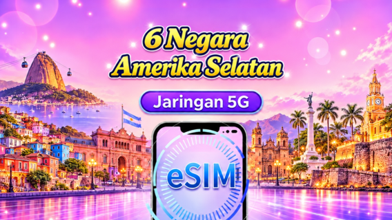 Amerika Selatan (6 negara) | eSIM 4G/5G | Paket Harian/Paket Data | Billing 24 Jam | 1 - 30 Hari | Kode QR