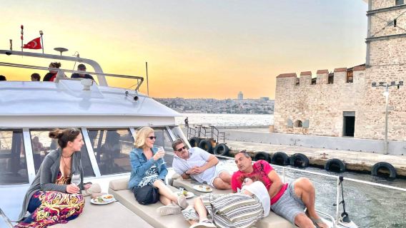 Istanbul sunset luxury yacht cruise with snacks and live buided commentary