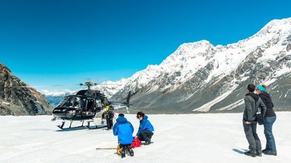 Elicottero e escursione sul ghiacciaio Tasman del Monte Cook