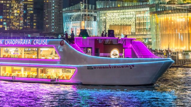 Kapal Pesiar Malam di Sungai Chao Phraya Bangkok - Kapal Pesiar Chao Phraya Bangkok 3 lantai dengan makan malam prasmanan internasional
