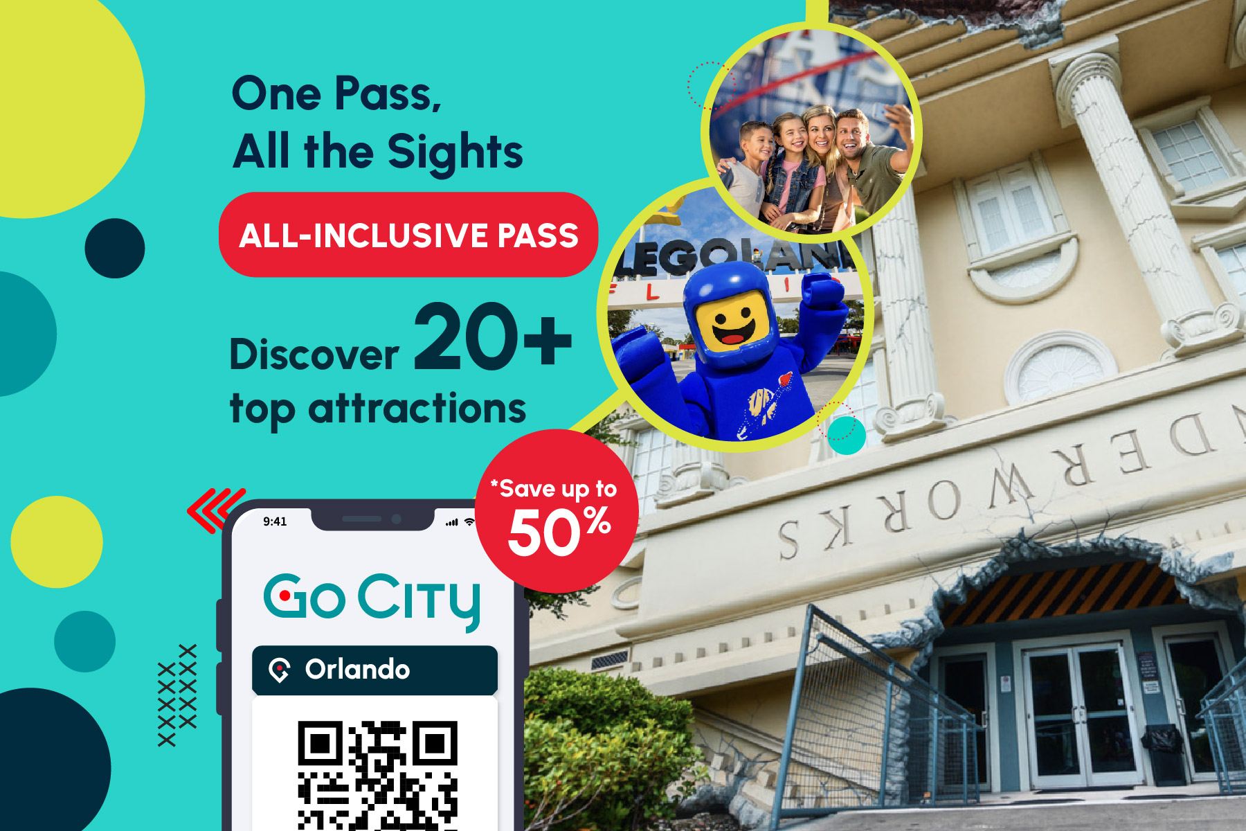 Go City オーランド周遊パス【公式直営/30以上の人気観光スポット/レゴランド・フロリダ/ザ・ウィール・アット ICON パーク含む】Orlando All-Inclusive