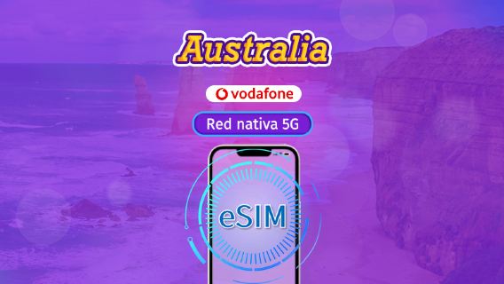 Vodafone Australia eSIM | Soporte 5G y optimizada para TikTok y ChatGPT | Incluye llamadas y SMS ilimitados | Paquete completo | 28 días | Código QR