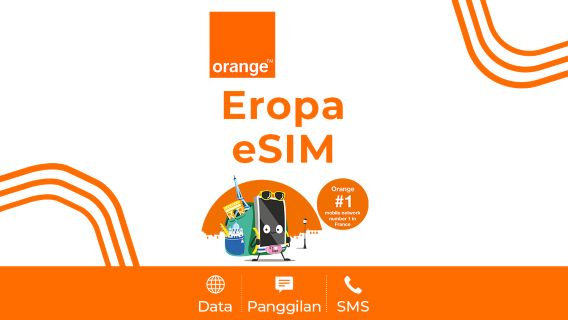 Eropa Orange 4G eSIM | Panggilan + SMS | Nomor telepon Prancis | Penagihan 24 jam | Kode QR