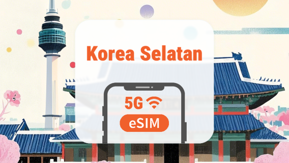 eSIM 5G Korea Selatan | 2 Jaringan • All AI & TikTok | 1–30 Hari | QR Code