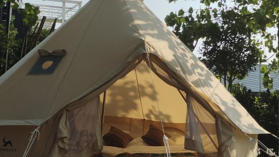 杭州富陽桐洲島露營地·過夜露營【森式野奢帳篷+雙人床+天幕桌椅+盥洗用品+雙人早餐】