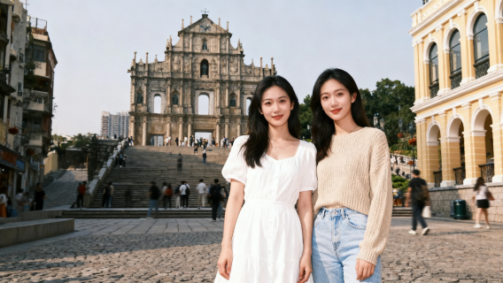 澳門大三巴牌坊旅拍【跟拍攝影親子照情侶閨蜜兒童跟拍家庭旅拍】