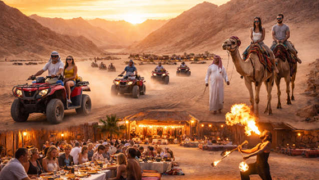 Sharm El Sheikh Sunset Desert Safari with Hotel Transfer – Quad Bike, Camel Ride, Bedouin Dinner