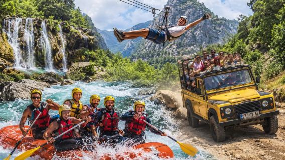 Antalya Forsränning Paket inklusive Forsränning, Zipline och Jeep Safari med Lunch & Hotellhämtning