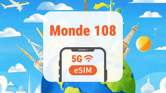 Monde 108 Pays 5G eSIM | IA & TikTok | 1–30 Jours | Code QR