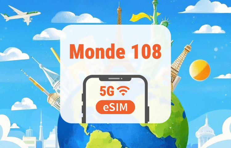 Monde 108 Pays 5G eSIM | IA & TikTok | 1–30 Jours | Code QR