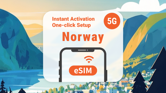 Noorwegen 5G eSIM | Dubbele netwerkdekking | 1–30 dagen | Directe QR-code