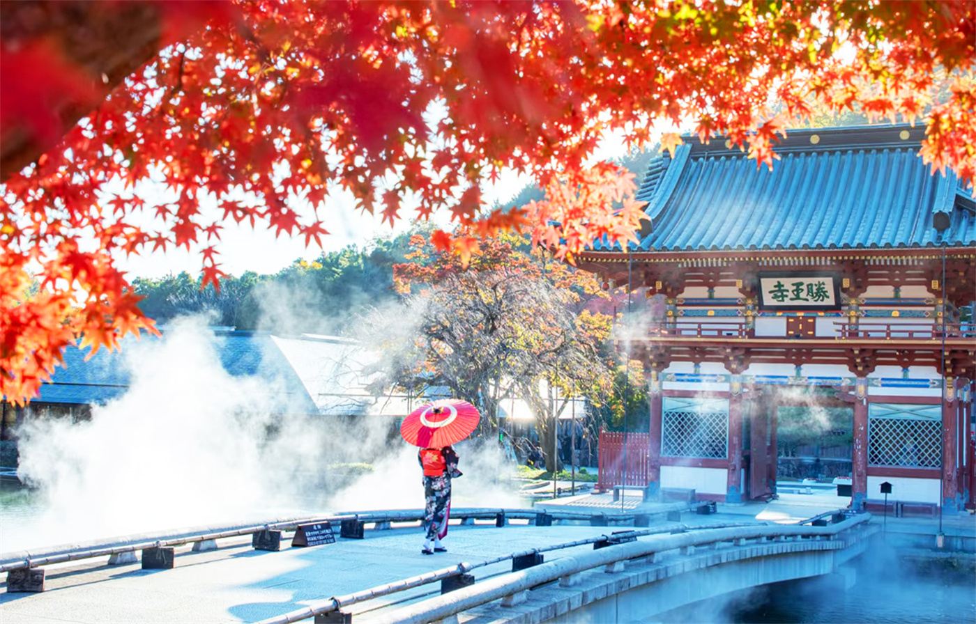 A day trip to Katsuo-ji Temple in Osaka, Arashiyama in Kyoto, and Miyama Gassho-zukuri Village, including bamboo groves and wind-blown bamboo.