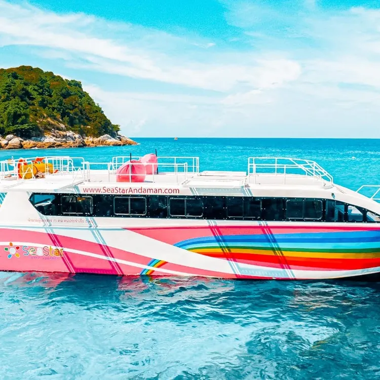 かるレインボーにピカピカシラー★非加熱ブラジル産アクアマリン★オーダー Seastar プーケット パンガ湾＋カイ島｜レインボー号カタマラン