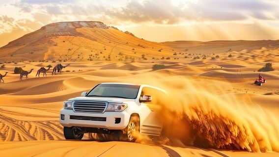 Lawatan Sehari Berbasikal Pasir di Gurun Dubai UAE [Pengangkutan Bandar/Foto Matahari Terbenam/Menunggang Unta/Barbeku Arab Buffet Makan Malam/Lukisan Henna/Persembahan Khas/Kem Pilihan]