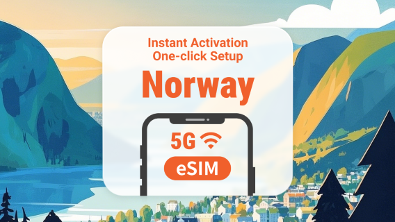 eSIM 5G Norvège | Couverture double réseau | 1 à 30 jours | QR code instantané