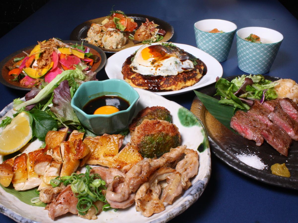 [Teppanyaki & Okonomiyaki KASHIWA] A4 Wagyu & Hinai Chicken Package (Limited reservation, includes 2-hour unlimited drinks)