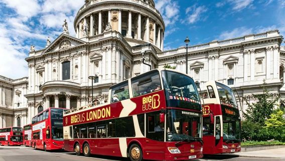 Bas hop-on hop-off Big Bus London (bas dua tingkat + naik turun mengikut kesesuaian + laluan menghubungkan tarikan ikonik seluruh London + penerokaan pemandangan British)