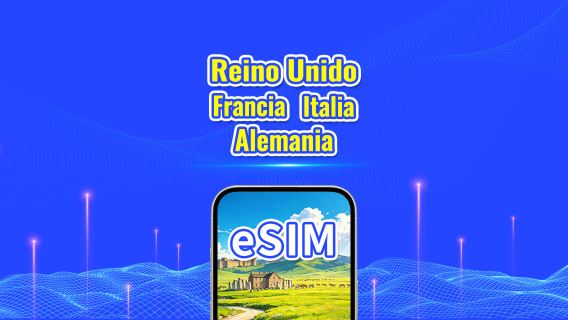 Reino Unido/Francia/Alemania/Italia | eSIM | 5G/4G | Paquete diario/Paquete de datos | Facturación por 24 horas | 1-30 días | Código QR