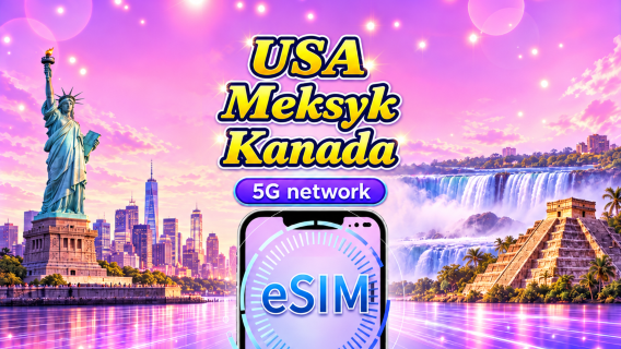 Stany Zjednoczone/Kanada/Meksyk 5G eSIM | Obsługa Google Maps/TikTok | Pakiet dzienny/pakiet danych | Rozliczenie wg dnia kalendarzowego | 1-90 dni | Kod QR
