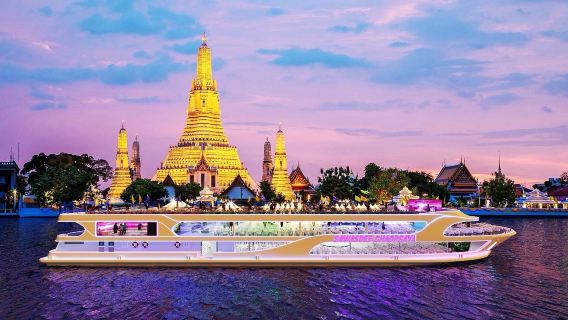 [kapal pesiar Baru 2025] kapal pesiar Malam Sungai Chao Phraya di Bangkok, Thailand|kapal pesiar Malam Sawasdee di Sungai Chao Phraya|kapal pesiar Sawasdee Chao Phraya di Dermaga Iconsiam