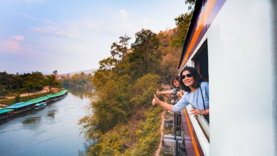 Kanchanaburi: Erawan Waterfall & Train Full-Day Tour
