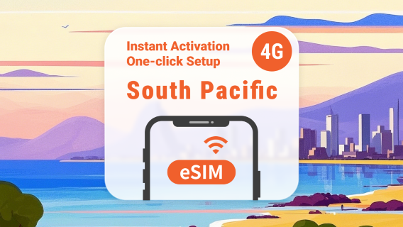Oceanië 4 Bestemmingen eSIM | Fiji, Tonga, Samoa, Papoea-Nieuw-Guinea | 1–30 dagen | Directe QR-code