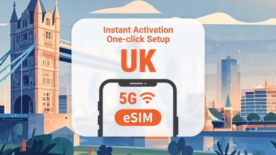 Inggris Raya 5G eSIM | Jangkauan Jaringan Ganda | Mendukung ChatGPT & TikTok | 1–30 Hari | Kode QR Instan
