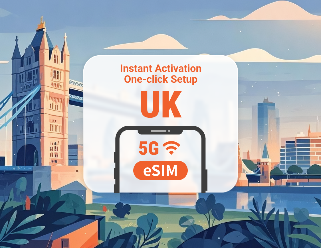 United Kingdom 5G eSIM | Dual Network Coverage | Supports ChatGPT & TikTok | 1–30 Days | Instant QR