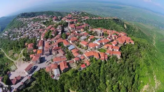Kakheti: Sighnaghi city. Bodbe, Corporation Kindzmarauli. Telavi.
