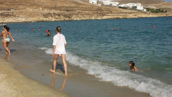 Mykonos: Paradise Beach Cruise Ship Transfer with Sunbeds