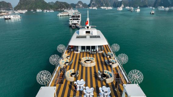 하롱베이 당일치기 여행: 5성급 크루즈(선택 가능), 서프라이즈 동굴, 티톱 섬, 카약 + 점심 식사