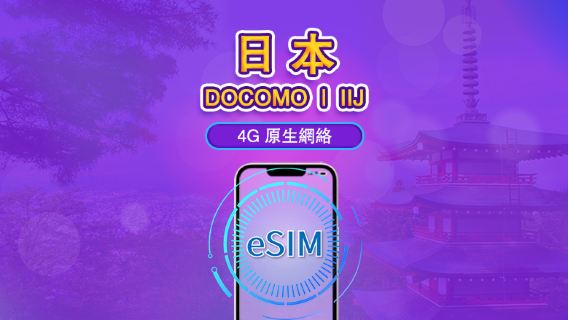 日本 | DOCOMO eSIM | 日費計劃/流量套餐 | 自然日計費制 | 1至30日|QR碼