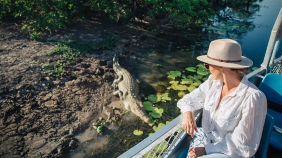 Darwin round-trip Yellow Water River crocodile cruise half-day tour [City transfers | Park/wetland options]