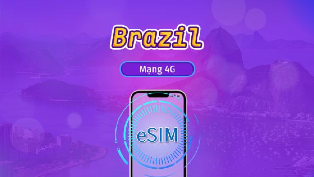 Brazil | eSIM 5G/4G | Gói theo ngày / Gói trọn gói | Tính phí mỗi 24 giờ | 1–30 ngày | Mã QR