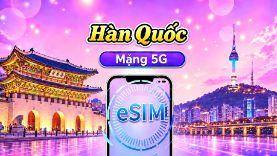 Hàn Quốc | eSIM 5G | Vé ngày/Gói tổng | Tính phí mỗi 24 giờ | 1-30 ngày | Mã QR
