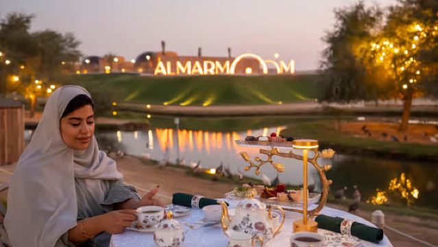 【アフタヌーンハイティー アル・マルムーム・オアシス ドバイ砂漠アフタヌーンティー】 アフタヌーンティー/キャンプサンセット/ラクダライド/ファルコンリース - 自力移動/送迎オプション